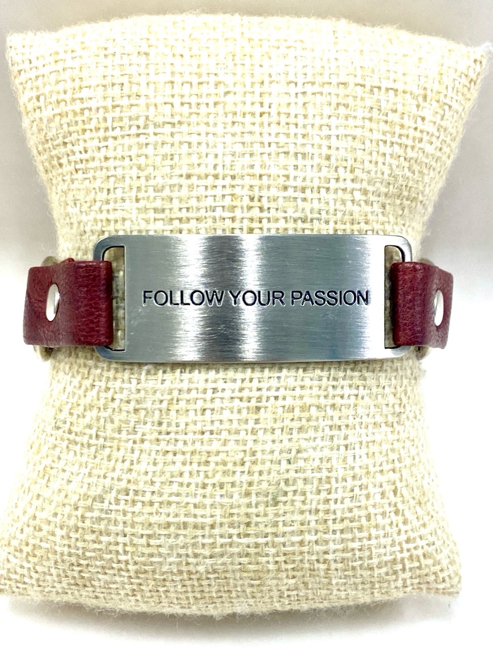 Cynthia H Designs Follow Your Passion Inspirational Stamped Metal Burgundy